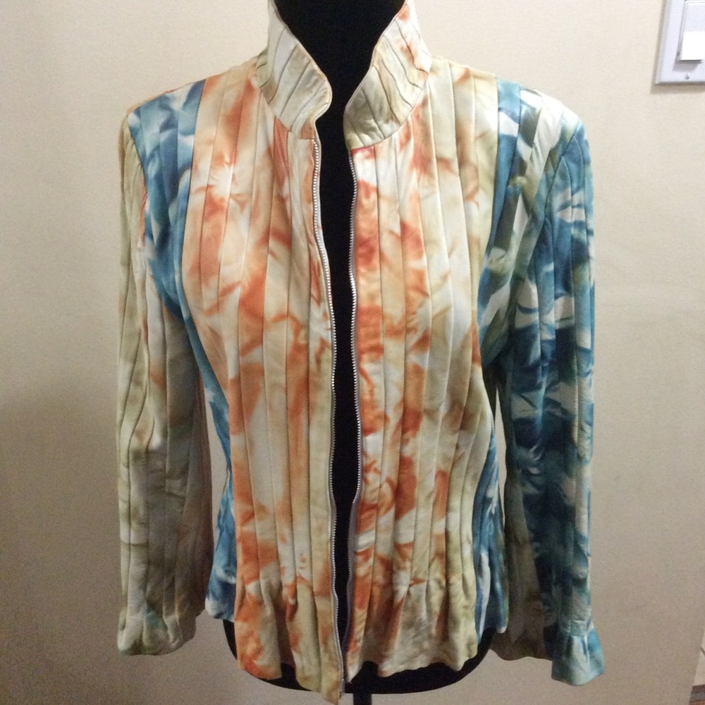 💕Amazing and unique leather tie dye jacket💕